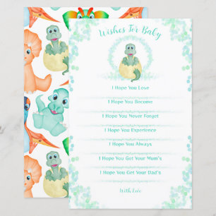 Blue Dinosaur Baby Shower Game Wishes For Baby