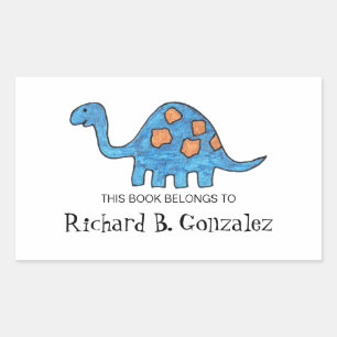 Blue Dinosaur Bookplates Sticker