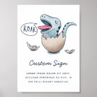 Blue Dinosaur Boy Baby Shower Sign