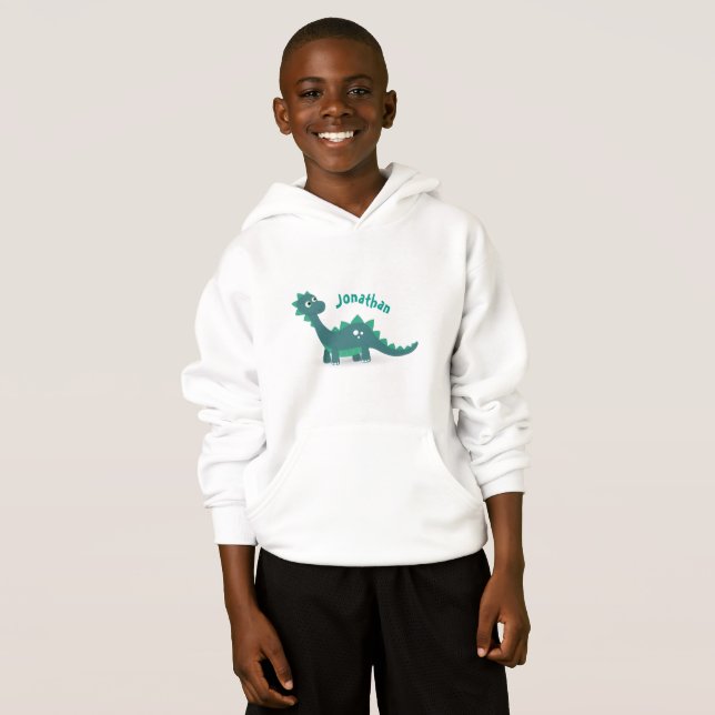 Blue dinosaur calling kid's name hoodie (Front Full)