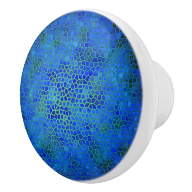 Blue Dinosaur Hide Ceramic Knob (Right)