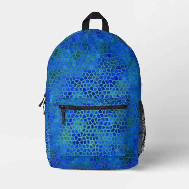 Blue Dinosaur Hide Printed Backpack (Front)