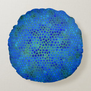 Blue Dinosaur Hide Round Pillow