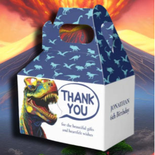 Blue dinosaur patterns kids favor box