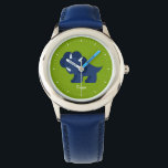 Blue Dinosaur Personalized Watch<br><div class="desc">This fun watch features a sweet vector illustration of a sweet dinosaur, and can be personalized with your child's name, monogram, initial, or any text of your choice for a perfect custom gift.</div>