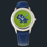 Blue Dinosaur Personalized Watch<br><div class="desc">This fun watch features a sweet vector illustration of a sweet dinosaur, and can be personalized with your child's name, monogram, initial, or any text of your choice for a perfect custom gift.</div>
