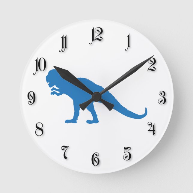 Blue Dinosaur Round Clock (Front)