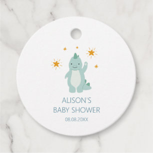 Blue Dinosaur Twinkle Star Baby Boy Favour Tags