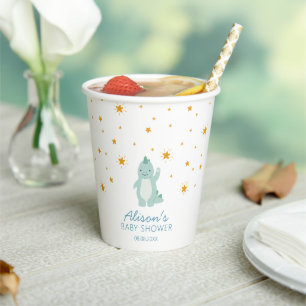 Blue Dinosaur Twinkle Star Baby Shower Boy Party Paper Cups