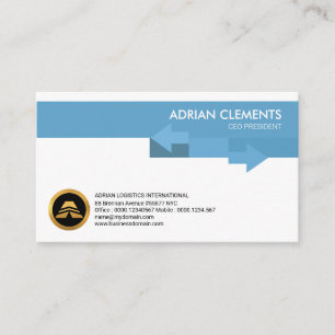 Blue Directional Arrows Stylish Creative Logistics Business Card