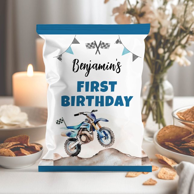 Blue Dirt Bike Boy Birthday Chip Bag Wrapper (Creator Uploaded)
