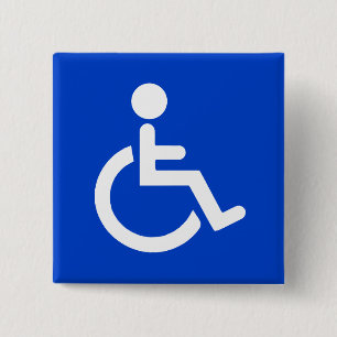 Blue disabled symbol 2 inch square button
