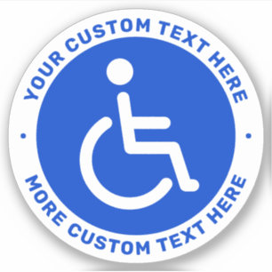 Blue disabled symbol and custom text vinyl sticker