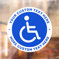 Blue disabled symbol and custom text