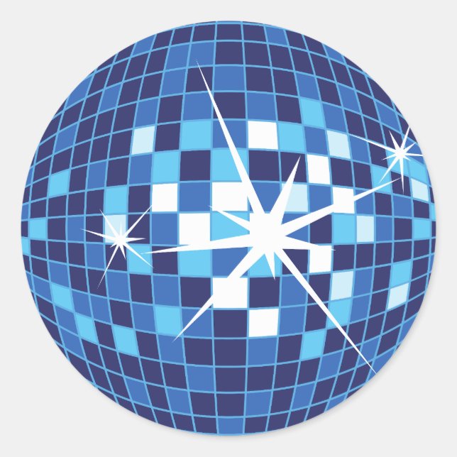 Blue Disco Ball Pattern Classic Round Sticker (Front)