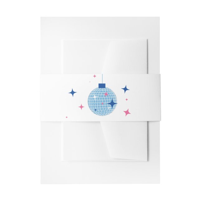Blue Disco Ball Santorini Greek/ Spanish themed Invitation Belly Band (Front Example)
