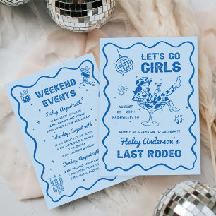 Blue Disco Cowgirl Rodeo Bachelorette Weekend Invitation