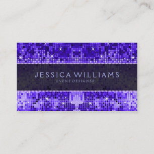 Blue Disco Glitter Pattern Print Business Card