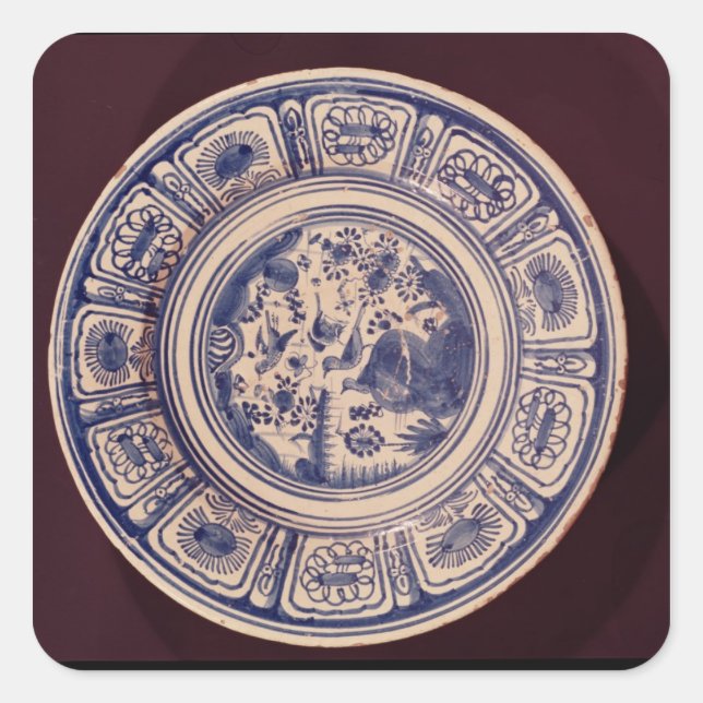 Blue dish, deriving from a late Ming Export Square Sticker (Front)