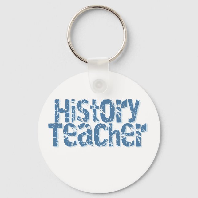 Blue Distressed History Teacher Keychain (Front)