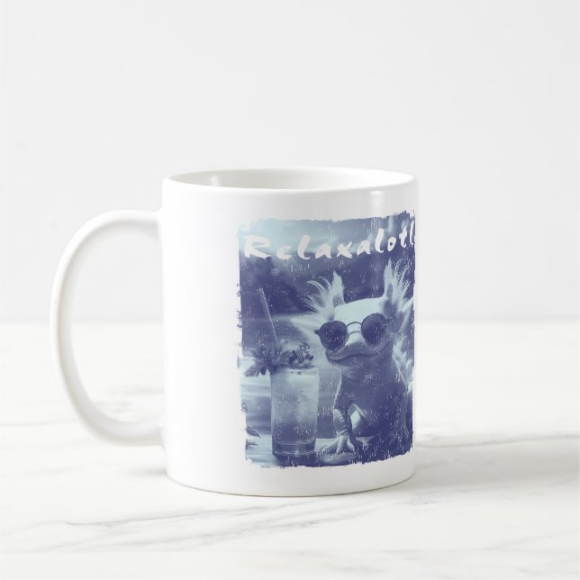 Blue Distressed Relaxalotl Axolotl Coffee Mug (Left)