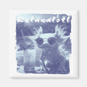 Blue Distressed Relaxalotl Axolotl Magnet