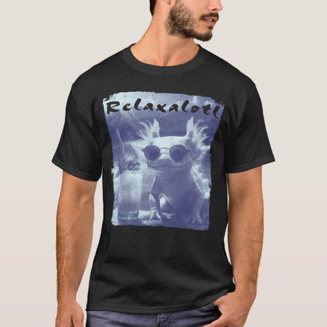 Blue Distressed Relaxalotl Axolotl T-Shirt (Front)