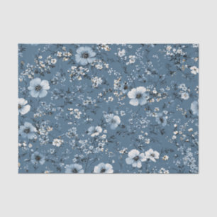 Blue Ditsy Pastel Boho 70s Vintage Floral Tissue Paper
