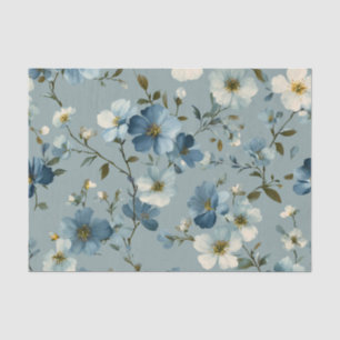Blue Ditsy Pastel Boho 70s Vintage Floral Tissue Paper