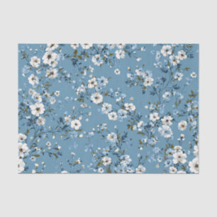 Blue Ditsy Pastel Boho 70s Vintage Floral Tissue Paper