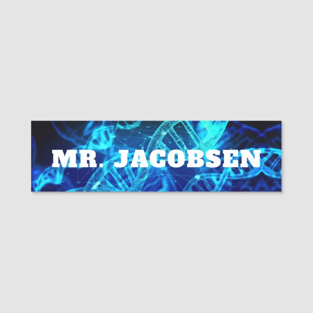 Blue DNA Forensic Science Name Tag (Front)