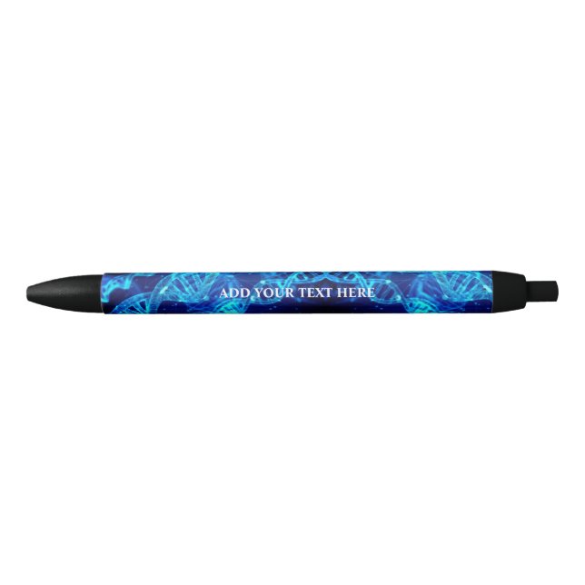 Blue DNA Strands  Black Ink Pen (Front)