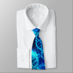 Blue DNA Strands on Blue Tie<br><div class="desc">Blue DNA strands on a dark blue background make a fun scientific design.</div>