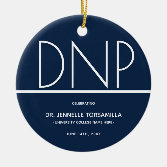 Blue DNP degree Graduation Ceramic Ornament (Front)