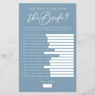 Blue Do You Know the Bride Well Shower Game