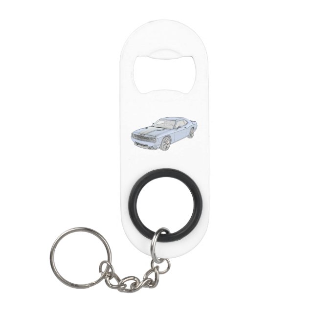 Blue Dodge Challenger Keychain Bottle Opener (Front)
