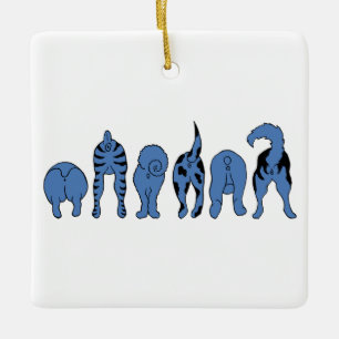 Blue Dog Butts Ceramic Ornament