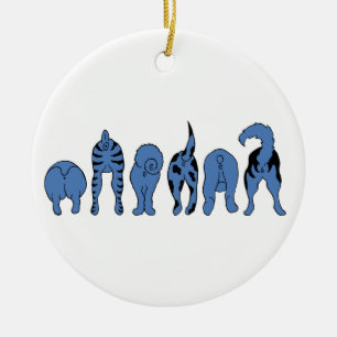 Blue Dog Butts Ceramic Ornament