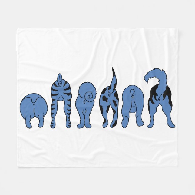 Blue Dog Butts Fleece Blanket (Front (Horizontal))