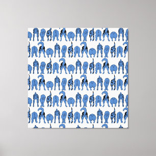Blue Dog Butts Pattern Canvas Print