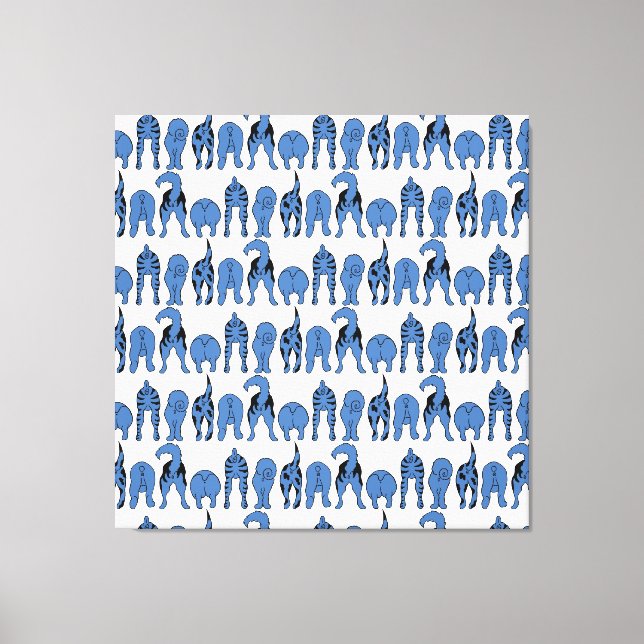 Blue Dog Butts Pattern Canvas Print (Front)