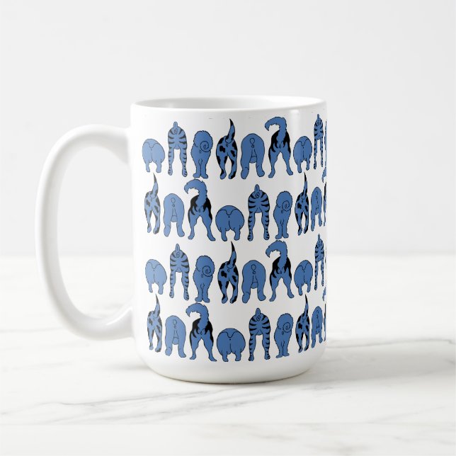 Blue Dog Butts Pattern Coffee Mug (Left)