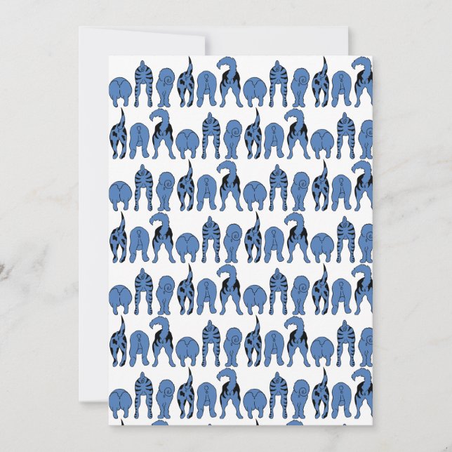 Blue Dog Butts Pattern Holiday Card (Front)