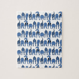 Blue Dog Butts Pattern Jigsaw Puzzle