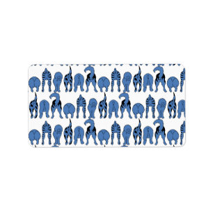 Blue Dog Butts Pattern Label