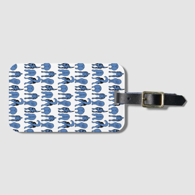 Blue Dog Butts Pattern Luggage Tag (Front Horizontal)