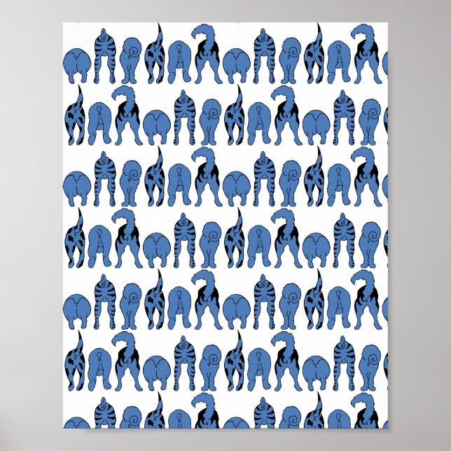 Blue Dog Butts Pattern Poster (Front)