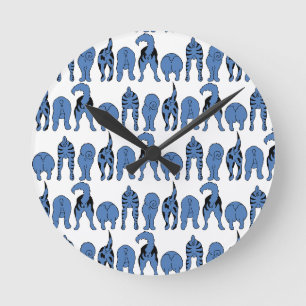 Blue Dog Butts Pattern Round Clock