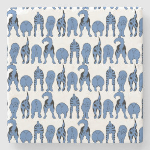 Blue Dog Butts Pattern Stone Coaster