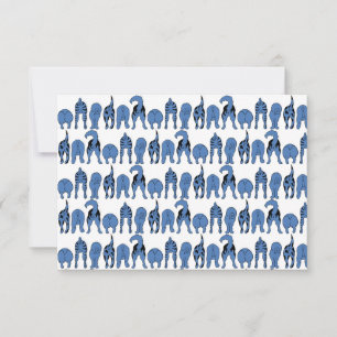Blue Dog Butts Pattern Thank You Card